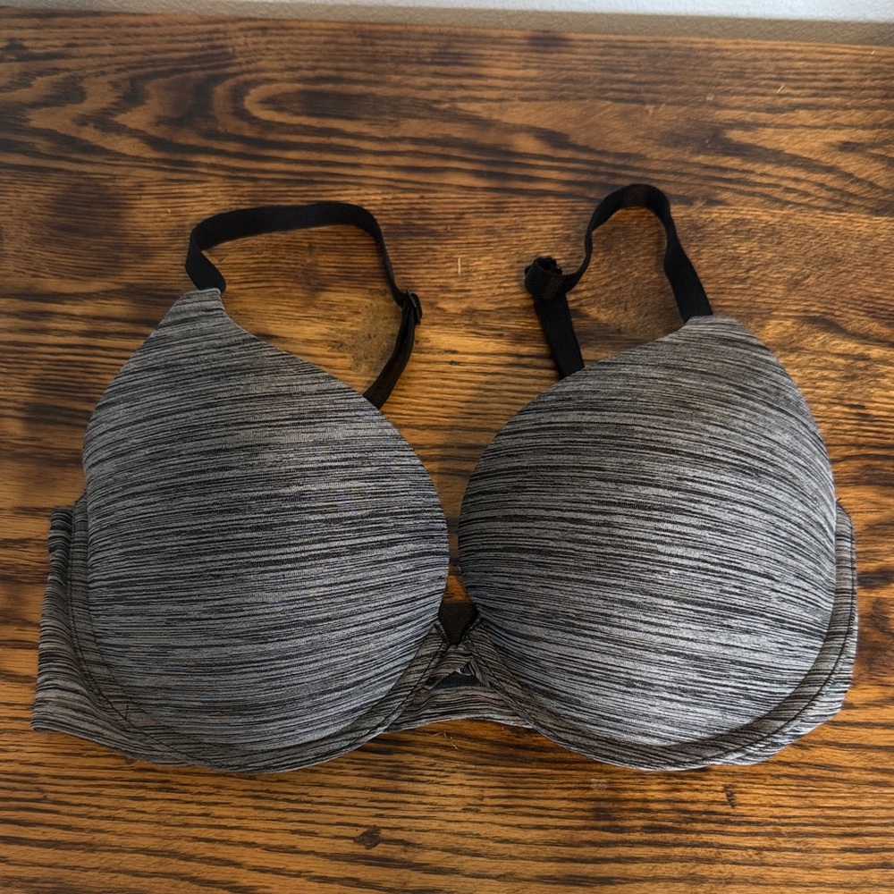 Victoria's Secret Black and Gray Striped Bra
